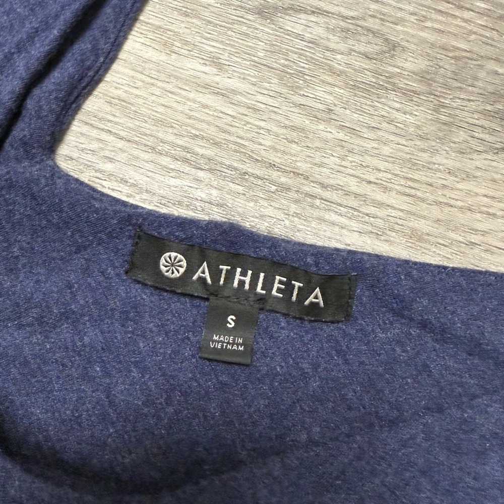 Athleta Womens Small Navy Blue Modal Blend Sleeveless V-Neck Empire Waist Dress - Picture 2 of 6